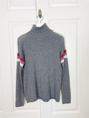 Velvet by Graham & Spencer Bonnie Cashmere Turtleneck Sweater Racing Stripe Sz S
